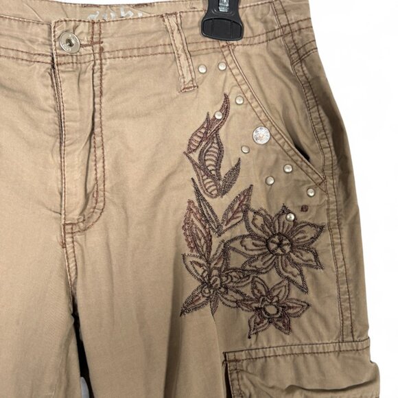 Y2K Suko Embroidered Cargo Pants Green, Fairy Grunge 6 - Picture 5 of 14